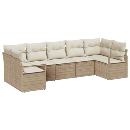 Set Divano da Giardino 7 pcs Beige e Bianco polyrattan