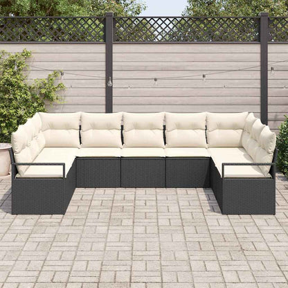 Set Divano da Giardino 9 pcs Nero e bianco polyrattan