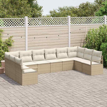 Set Divano da Giardino 10 pcs Beige e bianco polyrattan