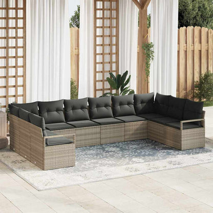 Set Divano da Giardino 10 pcs Grigio chiaro polyrattan