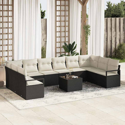 Set Divano da Giardino 11 pcs Marrone e Crema polyrattan