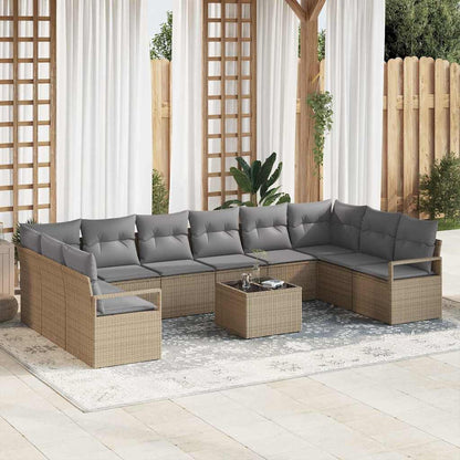 Set Divano da Giardino 11 pcs Beige e Grigio Chiaro polyrattan