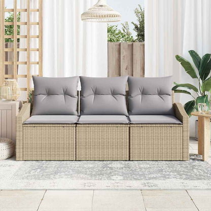 Set Divano da Giardino 3 pcs Beige e Grigio Chiaro polyrattan