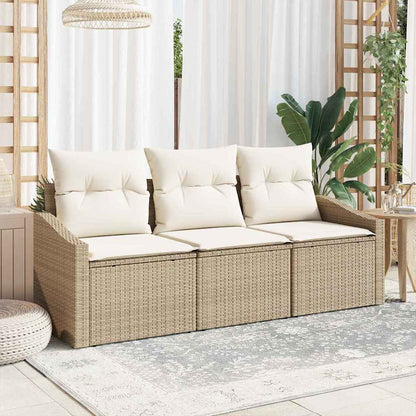 Set Divano da Giardino 3 pcs Beige e Bianco polyrattan