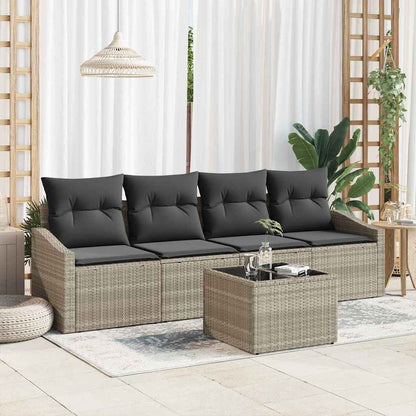 Set di divani 5 pcs Grigio chiaro e grigio scuro polyrattan
