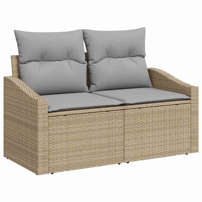 Set di divani con cuscino 6 pcs Beige e grigio polyrattan