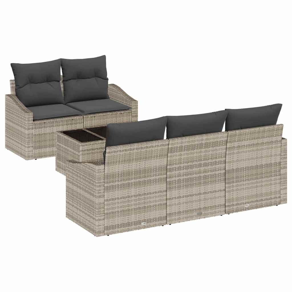 Set di divani 6 pcs Grigio chiaro e grigio scuro polyrattan