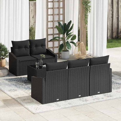 Set di divani con cuscino 6 pcs Nero polyrattan