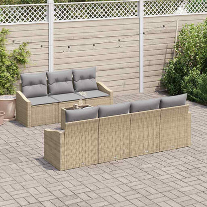 Set di divani con cuscino 8 pcs Beige e grigio polyrattan