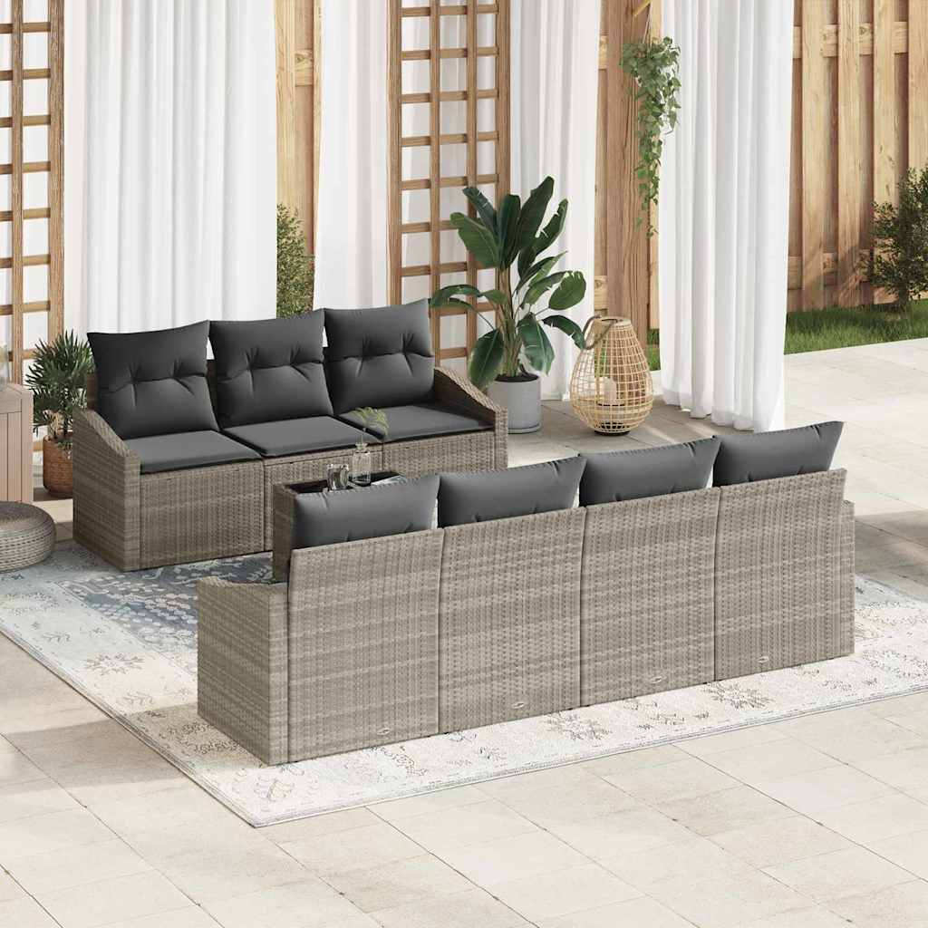 Set di divani 8 pcs Grigio chiaro e grigio scuro polyrattan