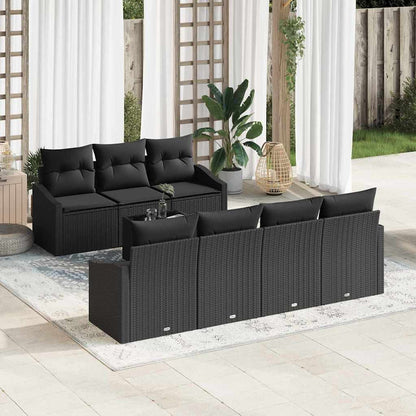 Set di divani con cuscino 8 pcs Nero polyrattan