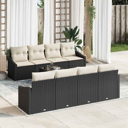 Set di divani con cuscino 7 pcs Nero e Crema polyrattan