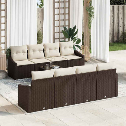 Set di divani con cuscino 7 pcs Marrone e Crema polyrattan