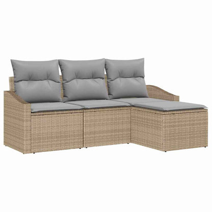 Set di divani 4 pcs Beige e Grigio Chiaro polyrattan