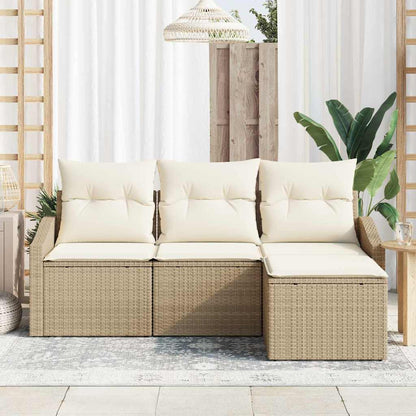 Set di divani con cuscino 4 pcs Beige e Crema polyrattan