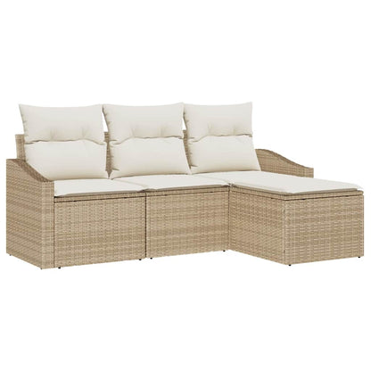 Set di divani con cuscino 4 pcs Beige e Crema polyrattan