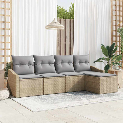 Set di divani 5 pcs Beige e Grigio Chiaro polyrattan
