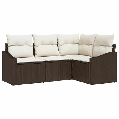 Set Divano da Giardino 4 pcs Marrone e bianco polyrattan