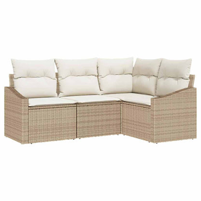 Set Divano da Giardino 4 pcs Beige e Bianco polyrattan