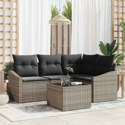 Set Divano da Giardino 5 pcs Grigio chiaro polyrattan