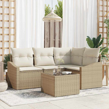 Set Divano da Giardino 5 pcs Beige e Crema polyrattan