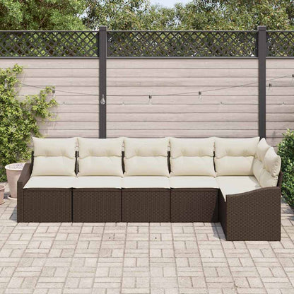 Set Divano da Giardino 6 pcs Marrone e bianco polyrattan