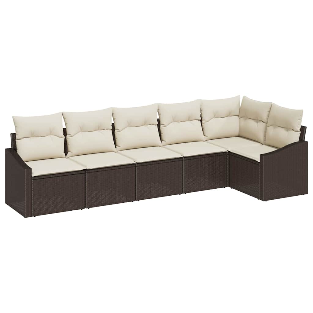 Set Divano da Giardino 6 pcs Marrone e bianco polyrattan