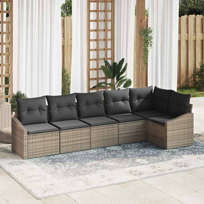Set Divano da Giardino con cuscino 6 pcs Grigio polyrattan