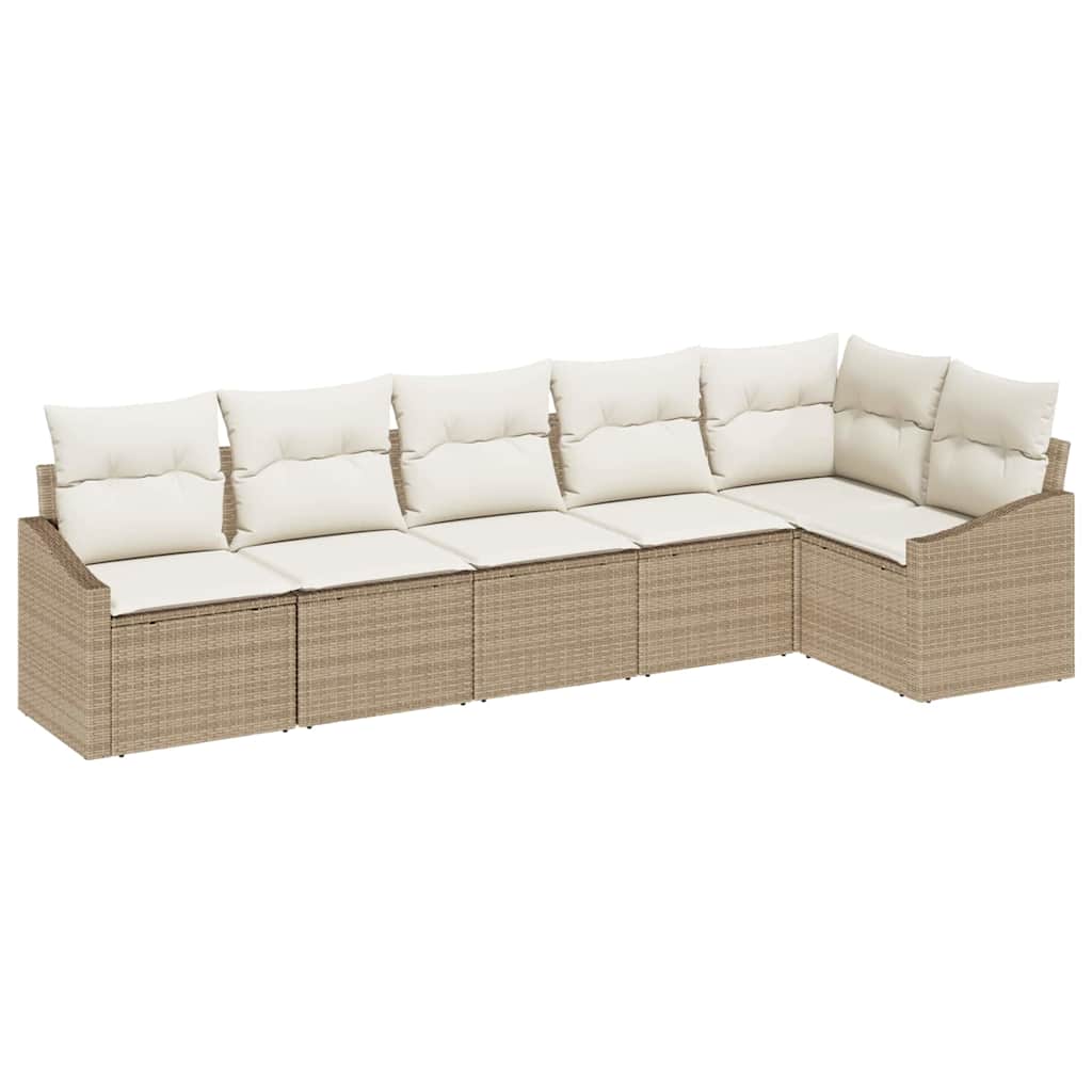 Set Divano da Giardino 6 pcs Beige e Bianco polyrattan