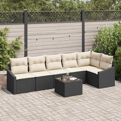 Set Divano da Giardino 7 pcs Marrone e Crema polyrattan