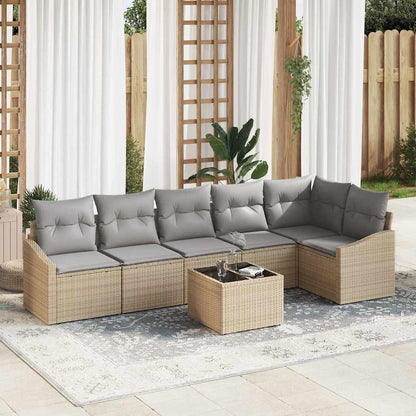 Set Divano da Giardino 7 pcs Beige e grigio chiaro polyrattan
