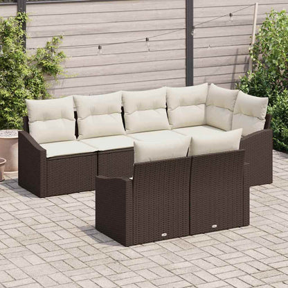 Set Divano da Giardino 7 pcs Marrone e bianco polyrattan