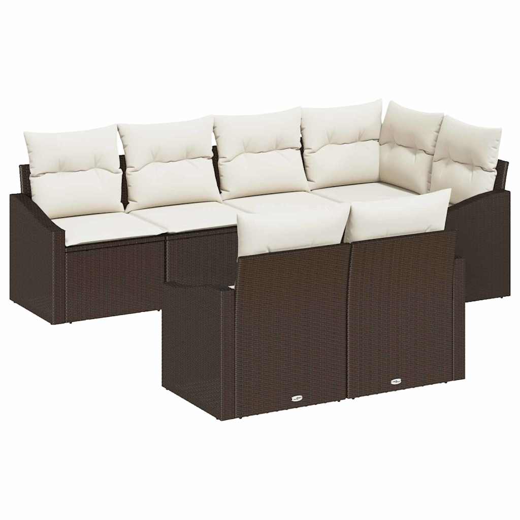 Set Divano da Giardino 7 pcs Marrone e bianco polyrattan