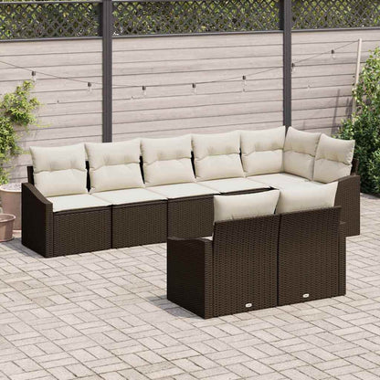 Set Divano da Giardino 8 pcs Marrone e bianco polyrattan