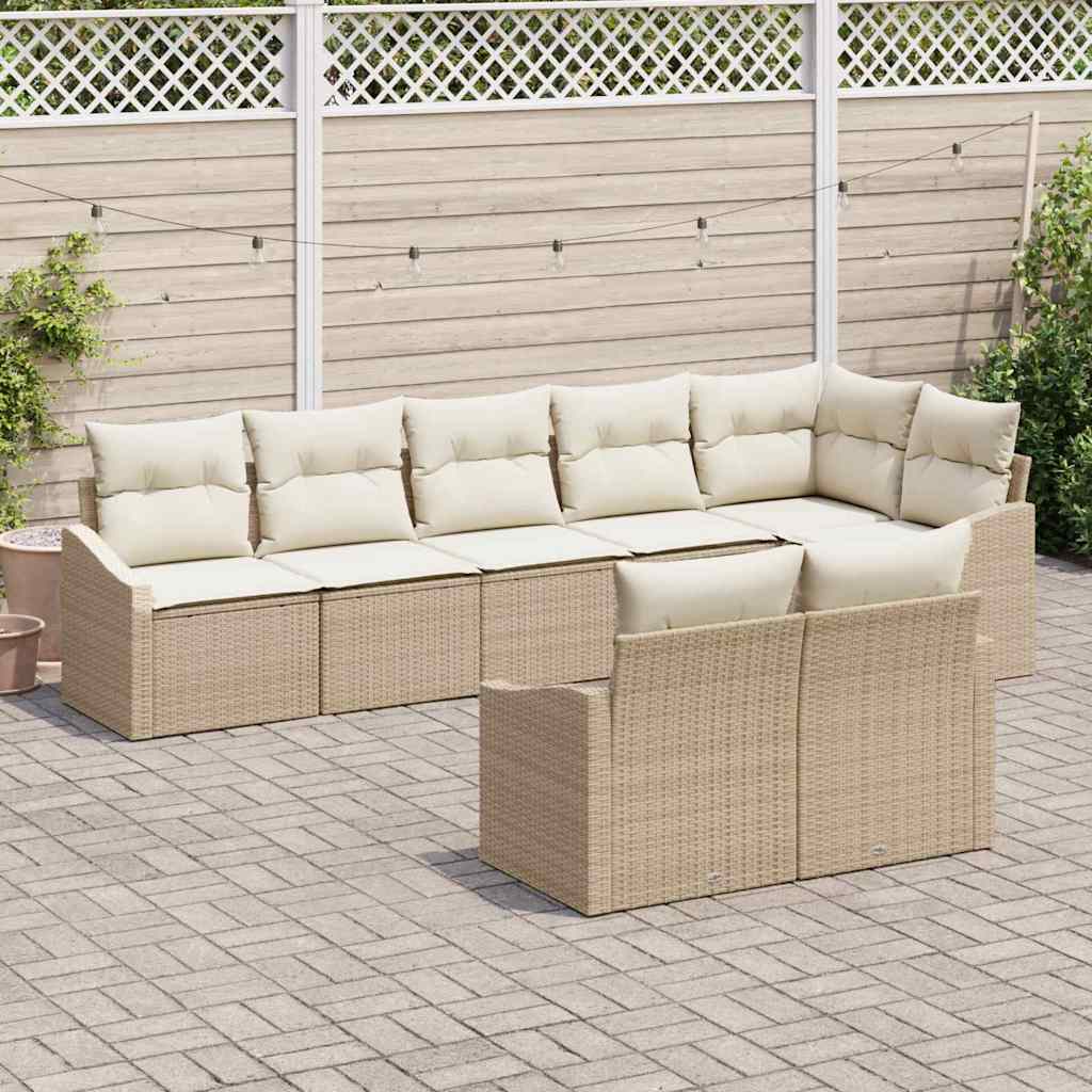 Set Divano da Giardino 8 pcs Beige e Bianco polyrattan