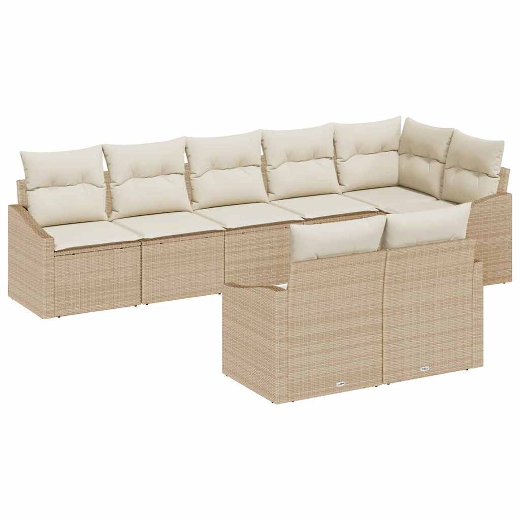 Set Divano da Giardino 8 pcs Beige e Bianco polyrattan