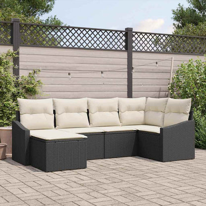 Set da Pranzo per Giardino con cuscino 6 pcs Nero e Crema