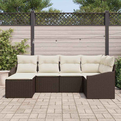 Set da Pranzo per Giardino con cuscino 6 pcs Marrone e Crema
