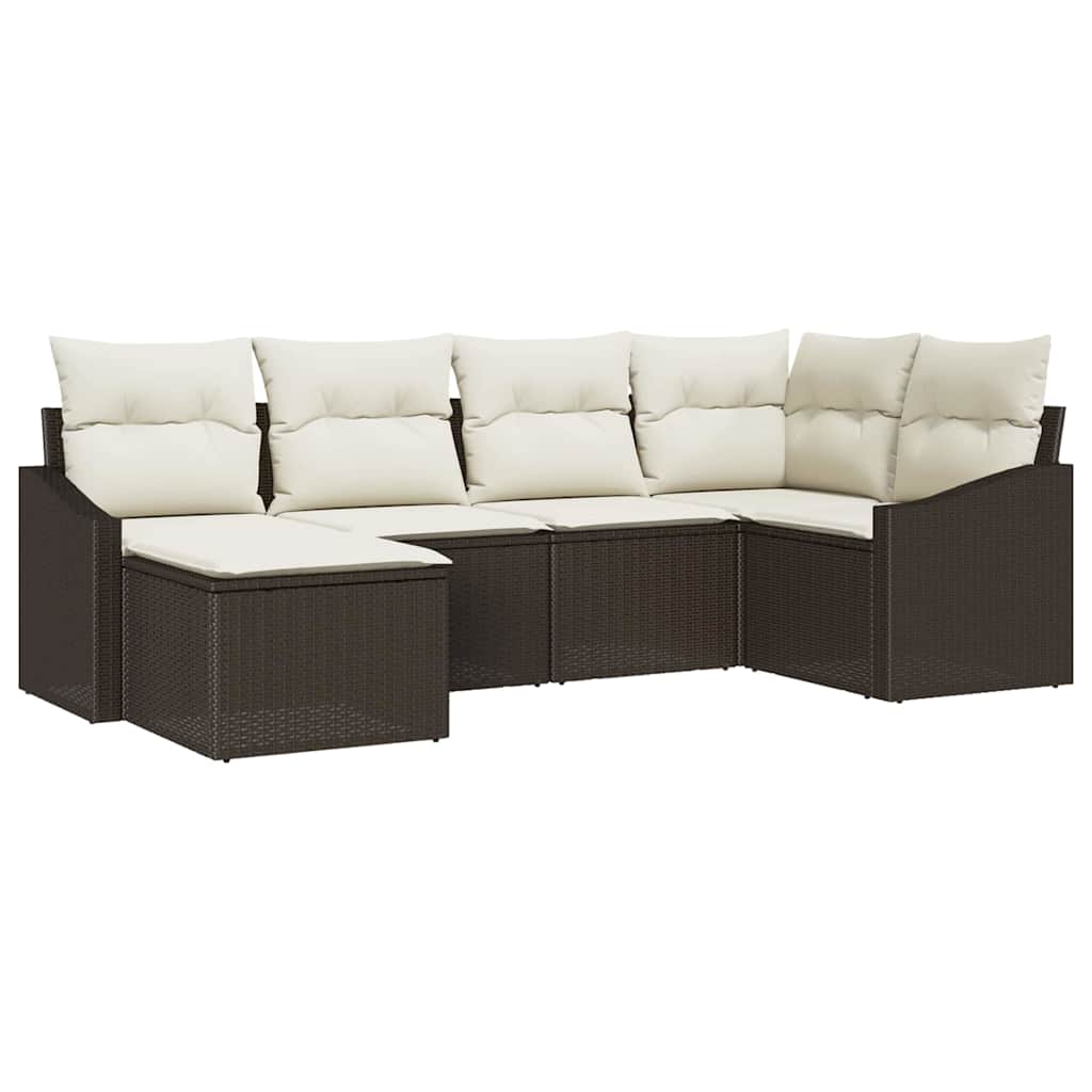 Set da Pranzo per Giardino con cuscino 6 pcs Marrone e Crema