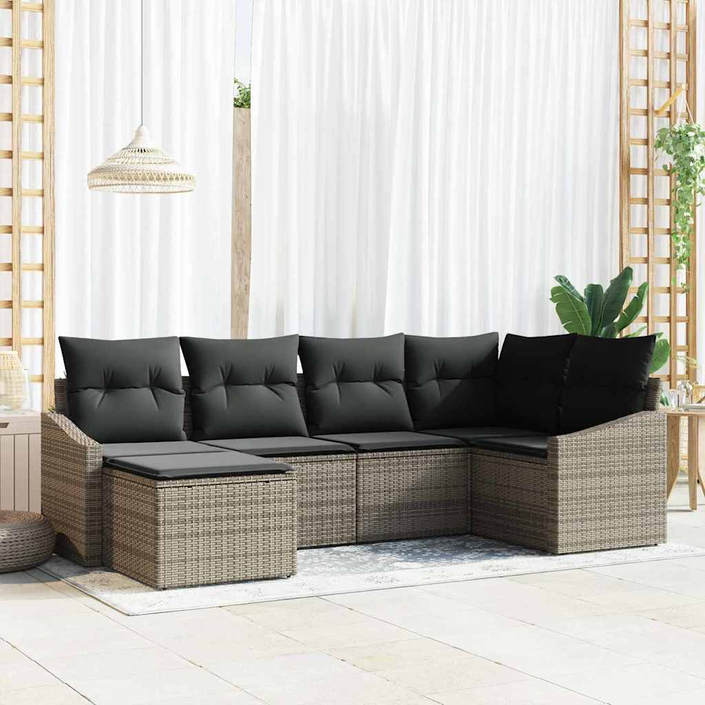 Set da Pranzo per Giardino con cuscino 6 pcs Grigio