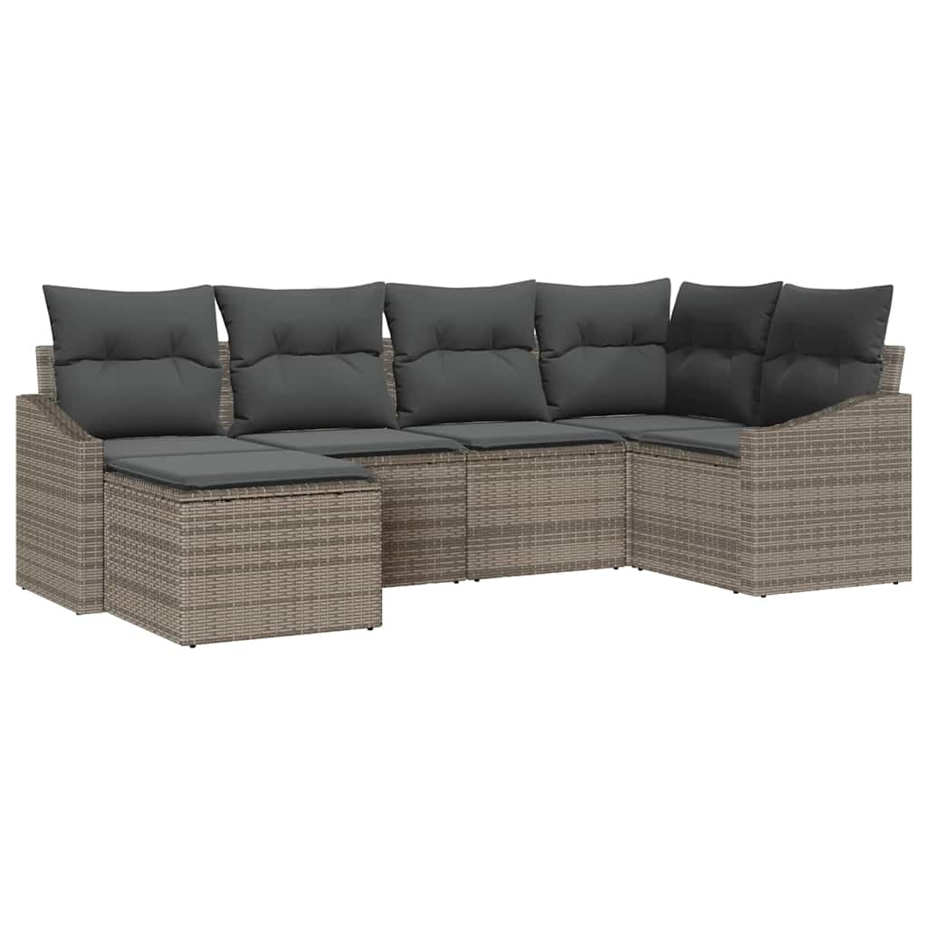 Set da Pranzo per Giardino con cuscino 6 pcs Grigio