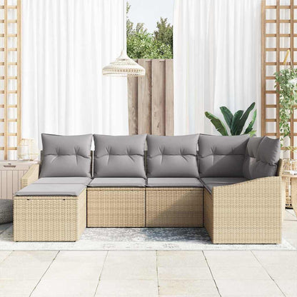 Set da Pranzo per Giardino 6 pcs Beige e Grigio Chiaro