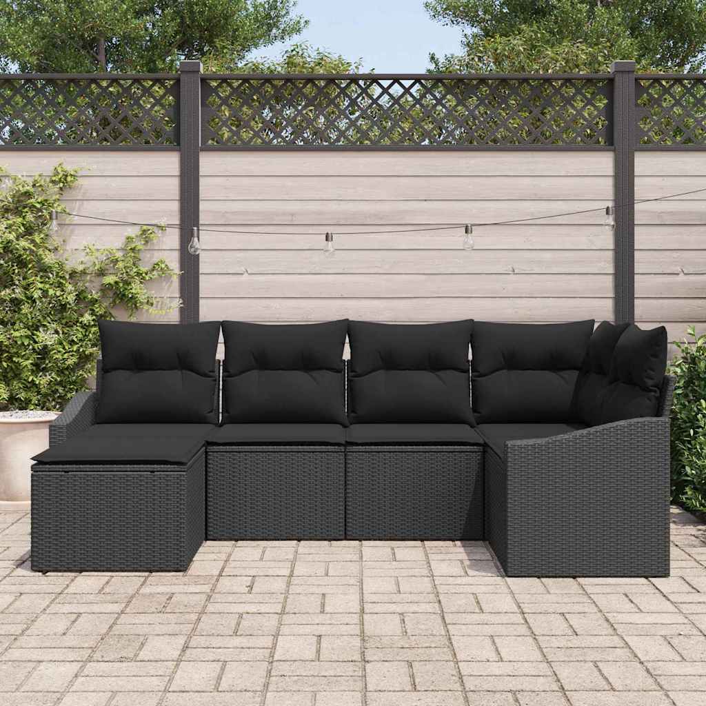 Set da Pranzo per Giardino con cuscino 6 pcs Nero