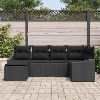 Set da Pranzo per Giardino con cuscino 6 pcs Nero