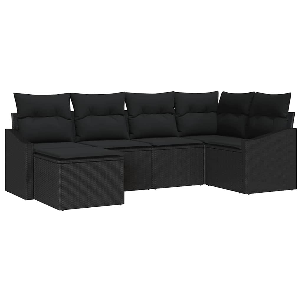 Set da Pranzo per Giardino con cuscino 6 pcs Nero