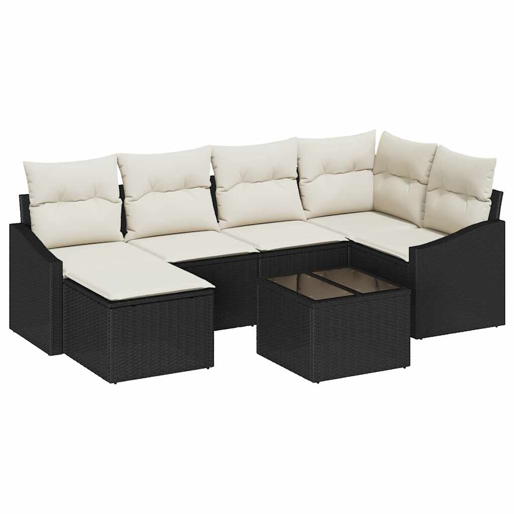 Set da Pranzo per Giardino con cuscino 7 pcs Marrone e Crema