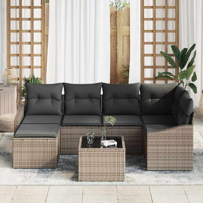 Set da Pranzo per Giardino con cuscino 7 pcs Grigio chiaro