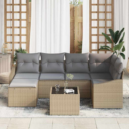 Set da Pranzo per Giardino 7 pcs Beige e Grigio Chiaro