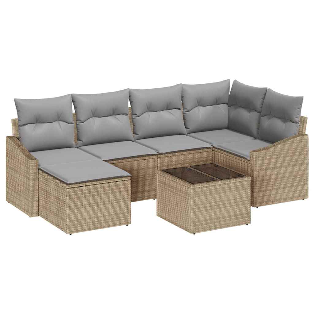 Set da Pranzo per Giardino 7 pcs Beige e Grigio Chiaro