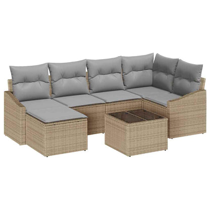 Set da Pranzo per Giardino 7 pcs Beige e Grigio Chiaro